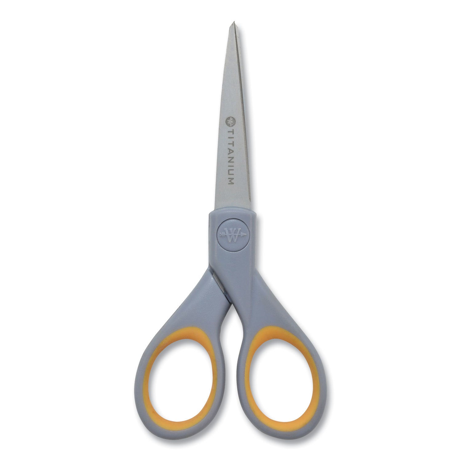 Titanium Bonded Scissors, 5" and 7" Long, 2.25" and 3.5" Cut Lengths, Gray/Yellow Straight Handles, 2/Pack - 