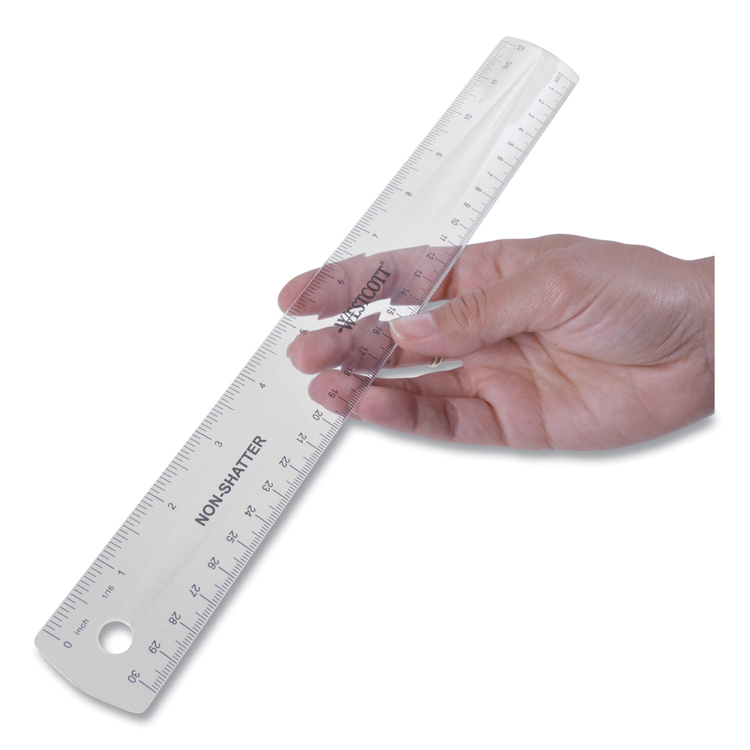 Non-Shatter Flexible Ruler, Standard/Metric, 12" Long, Plastic, Clear - 