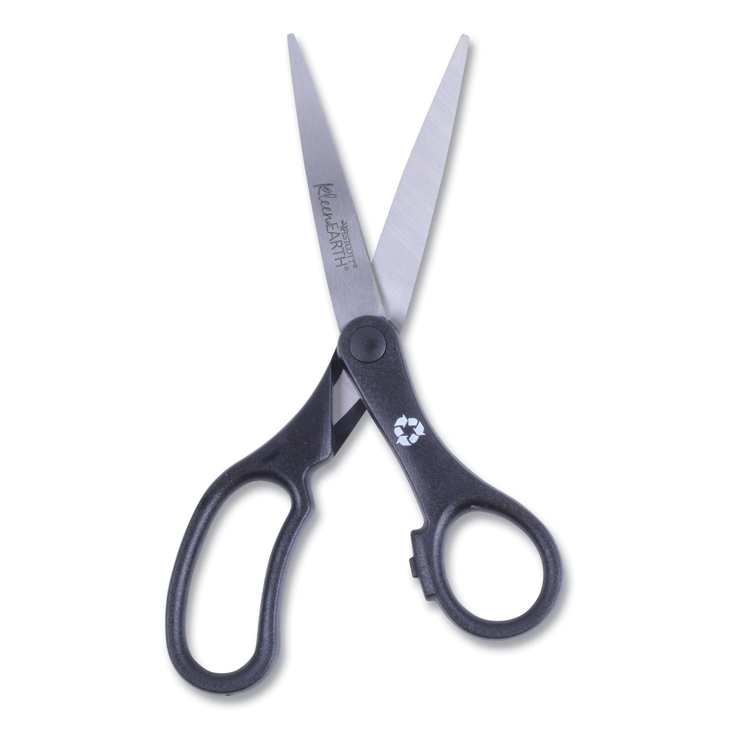 KleenEarth Basic Plastic Handle Scissors, 8" Long, 3.25" Cut Length, Black Straight Handle