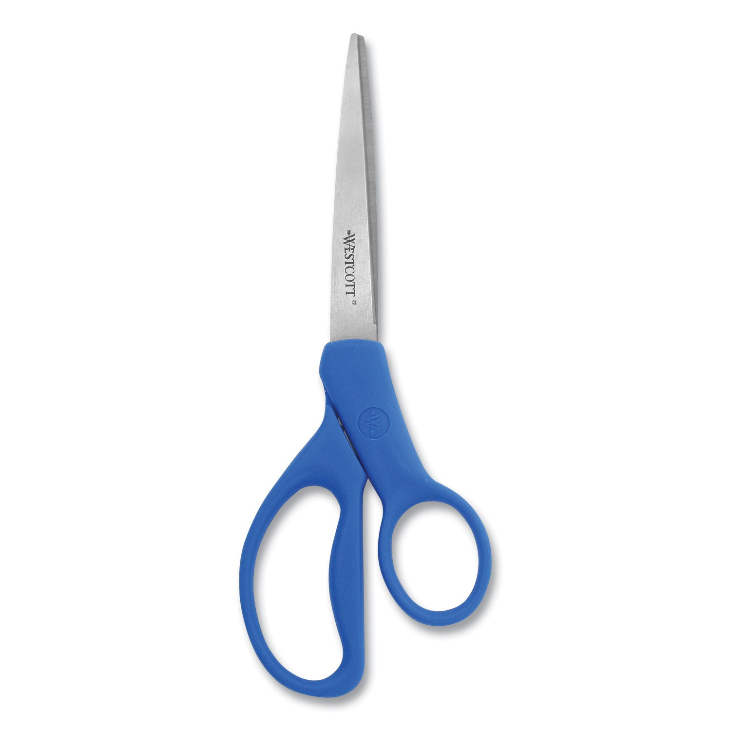 Preferred Line Stainless Steel Scissors, 8" Long, 3.5" Cut Length, Blue Straight Handles, 2/Pack - 