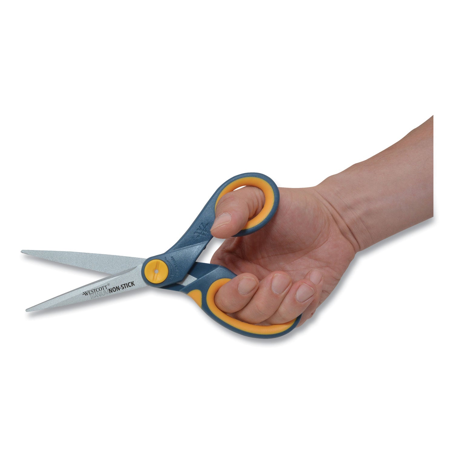 Non-Stick Titanium Bonded Scissors, 8" Long, 3.25" Cut Length, Gray/Yellow Straight Handle
