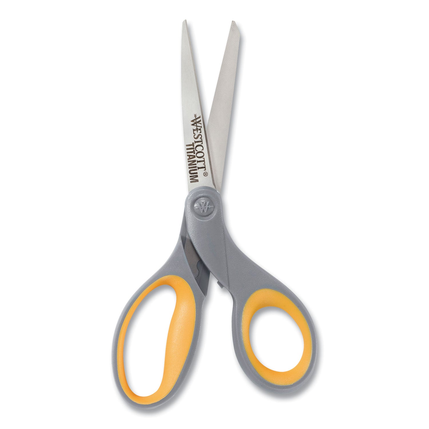 Titanium Bonded Scissors, 8" Long, 3.5" Cut Length, Gray/Yellow Straight Handle - 