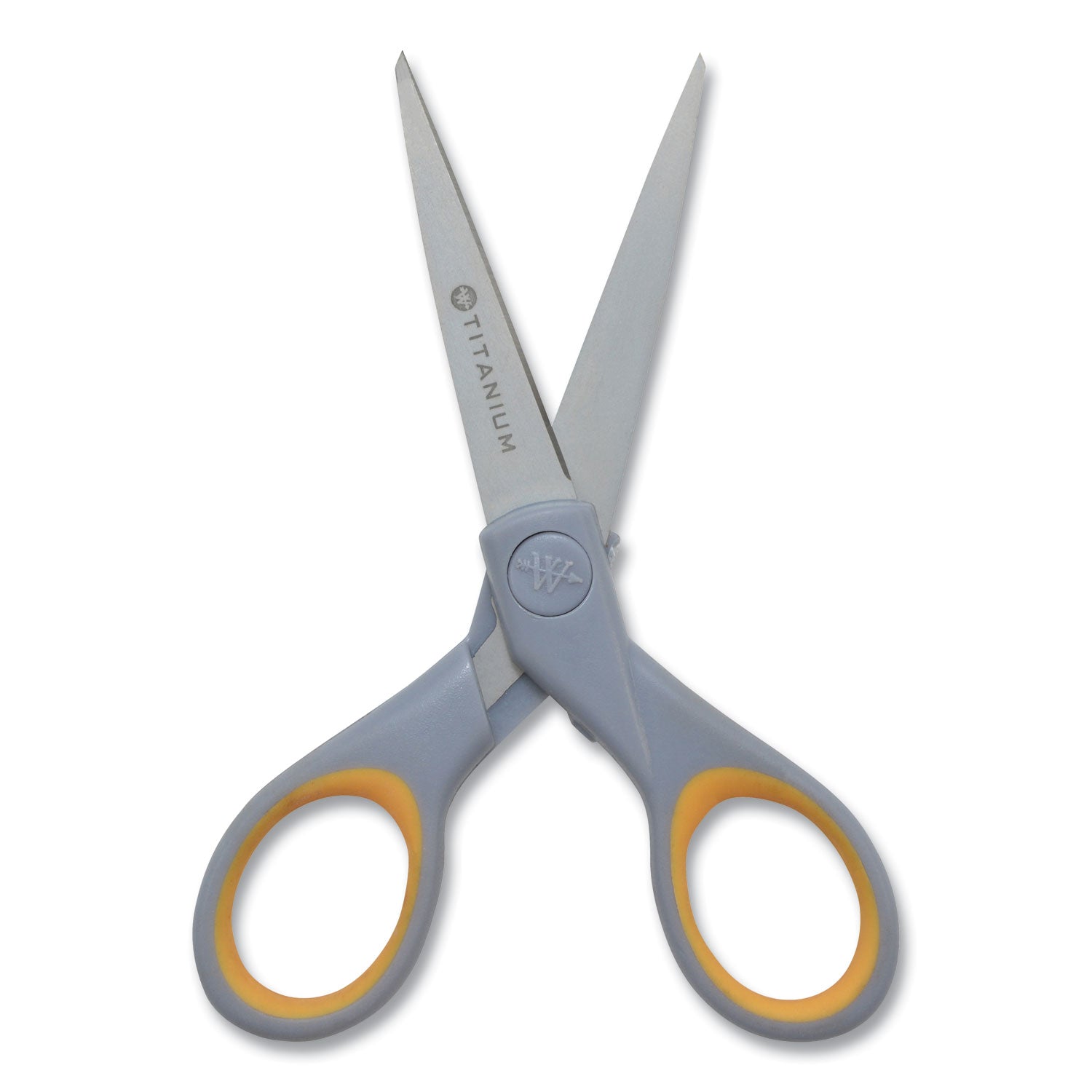 Titanium Bonded Scissors, 5" and 7" Long, 2.25" and 3.5" Cut Lengths, Gray/Yellow Straight Handles, 2/Pack - 