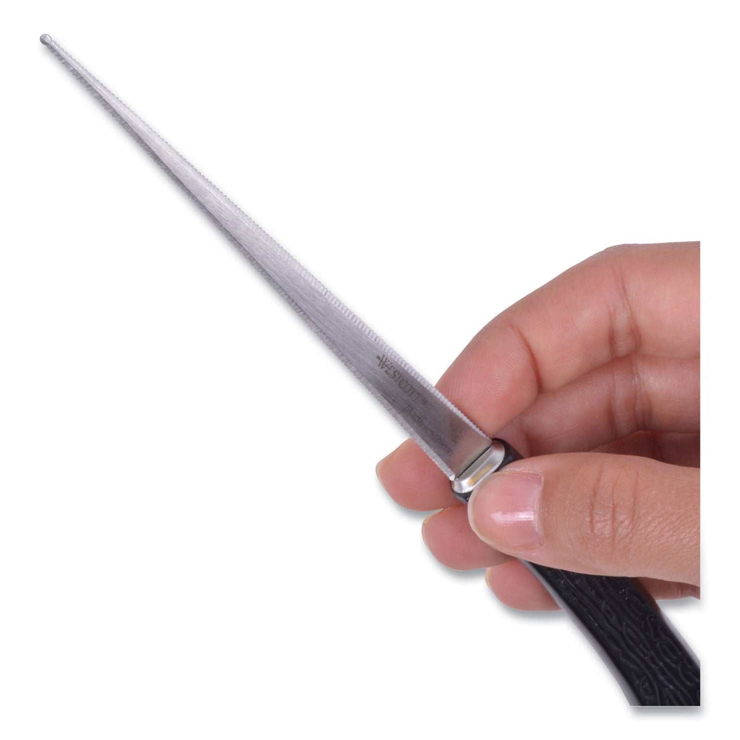 Serrated Blade Hand Letter Opener, 8", Black - 