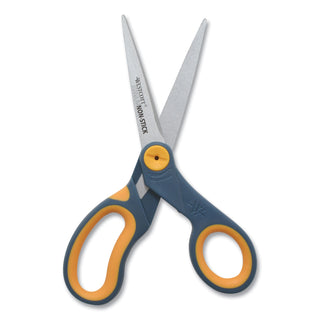 Non-Stick Titanium Bonded Scissors, 8" Long, 3.25" Cut Length, Gray/Yellow Straight Handle