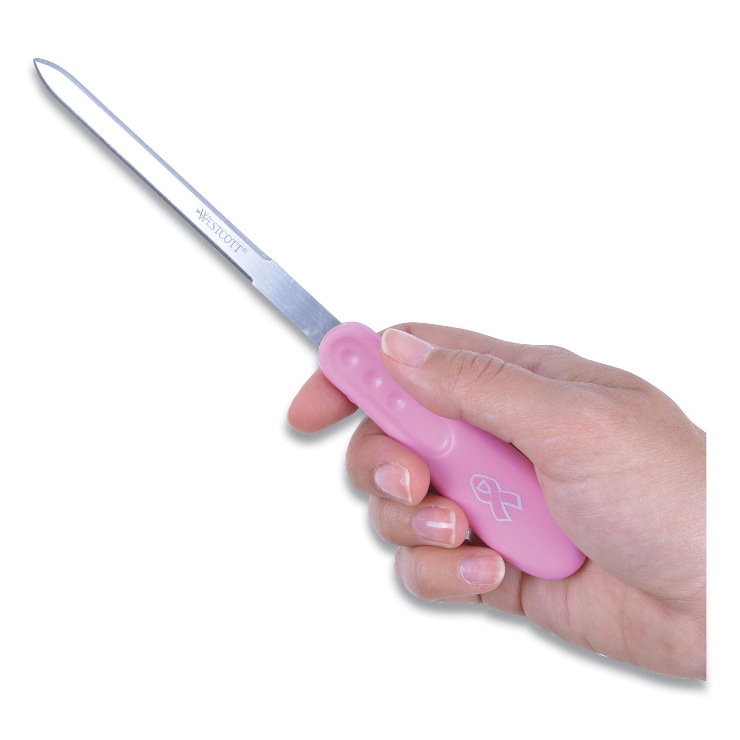 Pink Ribbon Stainless Steel Letter Opener, 9", Pink - 