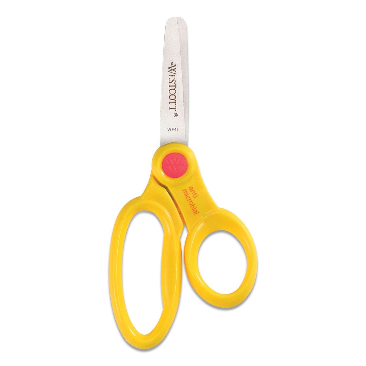 Kids' Scissors with Antimicrobial Protection, Rounded Tip, 5" Long, 2" Cut Length, Assorted Straight Handles, 12/Pack - 