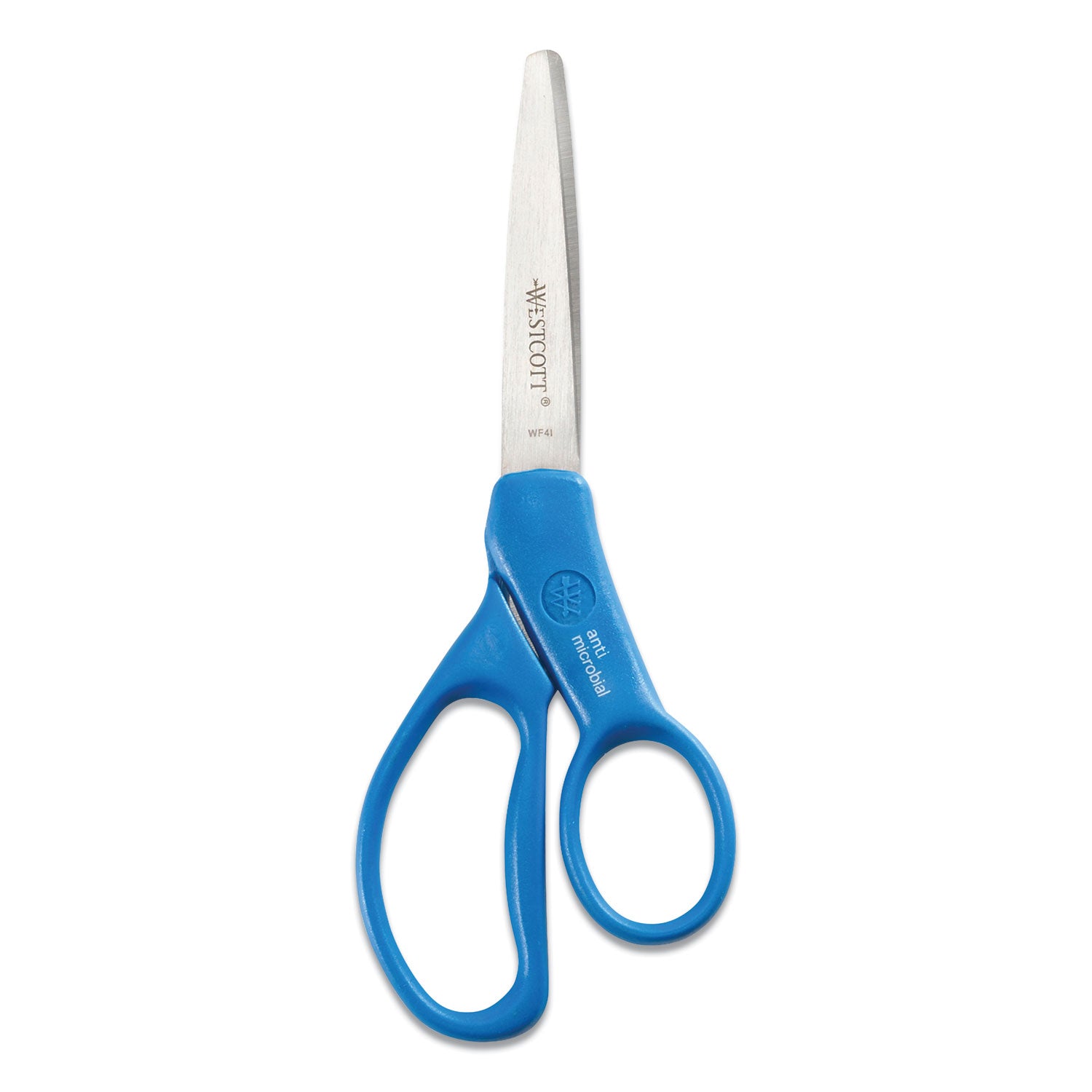 Student Scissors with Antimicrobial Protection, Pointed Tip, 7" Long, 3" Cut Length, Randomly Assorted Straight Handles - 