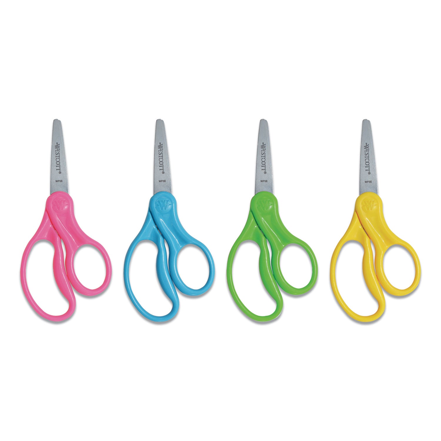 For Kids Scissors, Pointed Tip, 5" Long, 1.75" Cut Length, Randomly Assorted Straight Handles - 