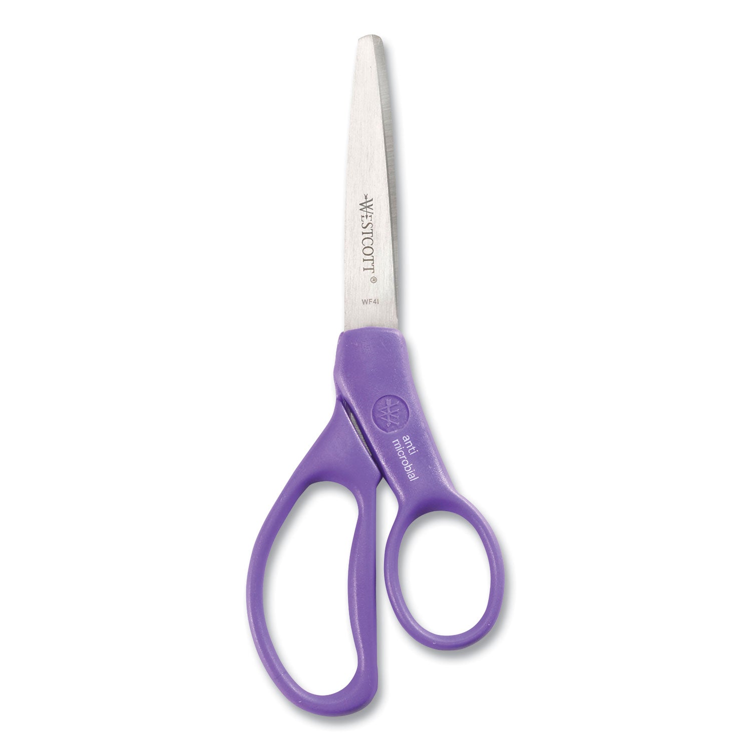 Student Scissors with Antimicrobial Protection, Pointed Tip, 7" Long, 3" Cut Length, Randomly Assorted Straight Handles - 