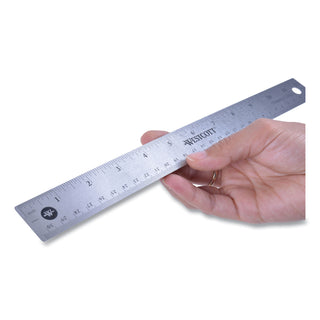 Stainless Steel Office Ruler With Non Slip Cork Base, Standard/Metric, 12" Long - 