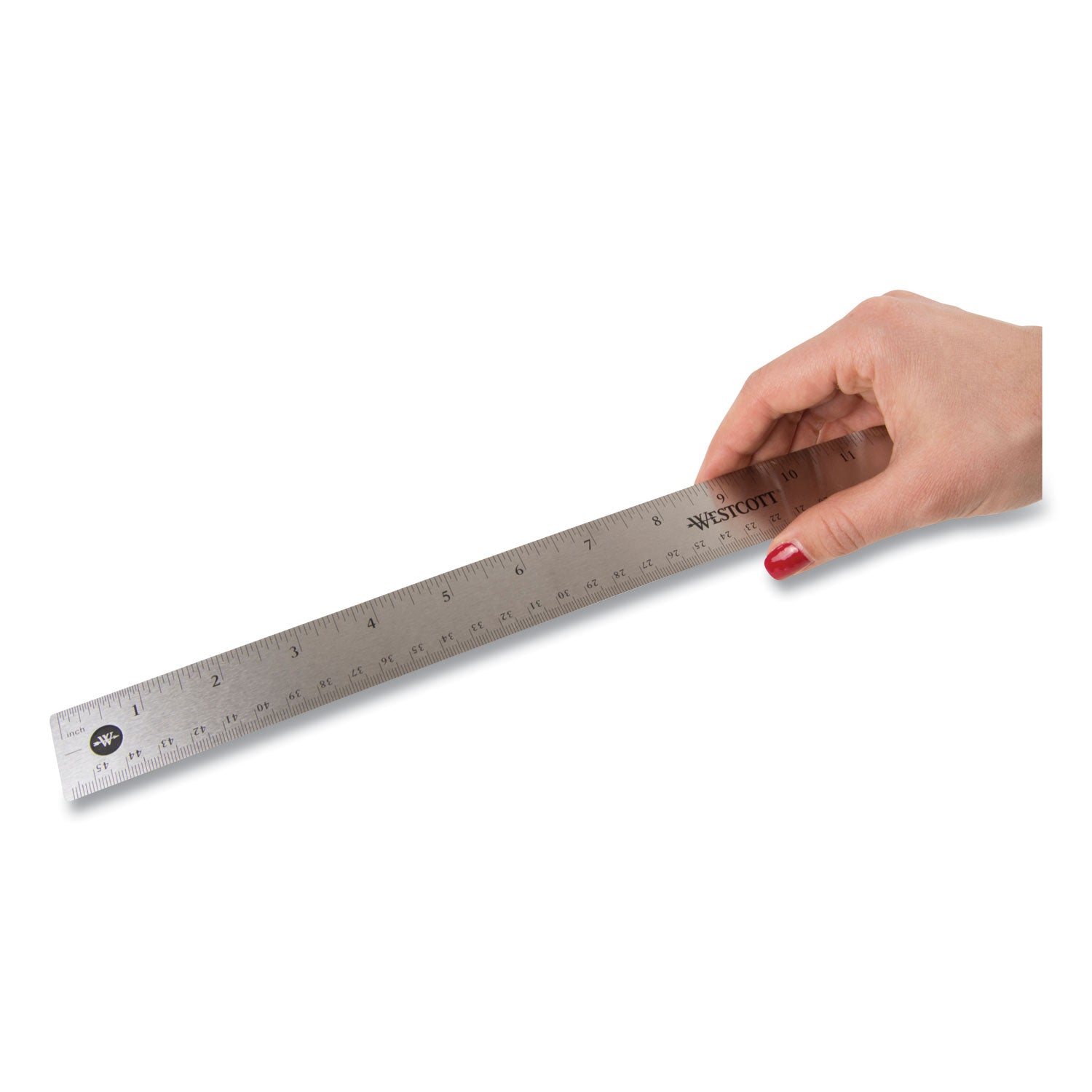 Stainless Steel Office Ruler With Non Slip Cork Base, Standard/Metric, 18" Long - 