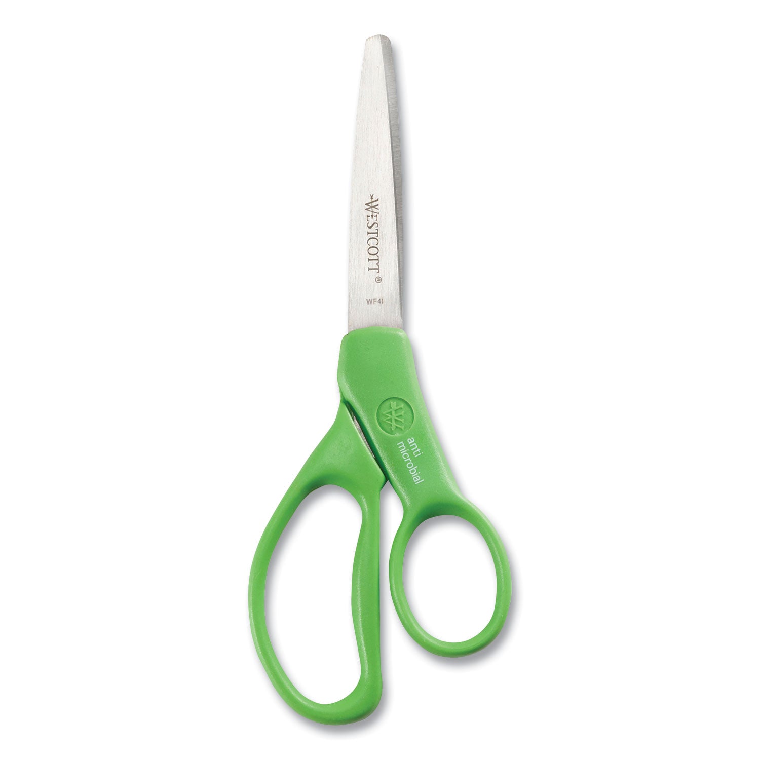 Student Scissors with Antimicrobial Protection, Pointed Tip, 7" Long, 3" Cut Length, Randomly Assorted Straight Handles - 