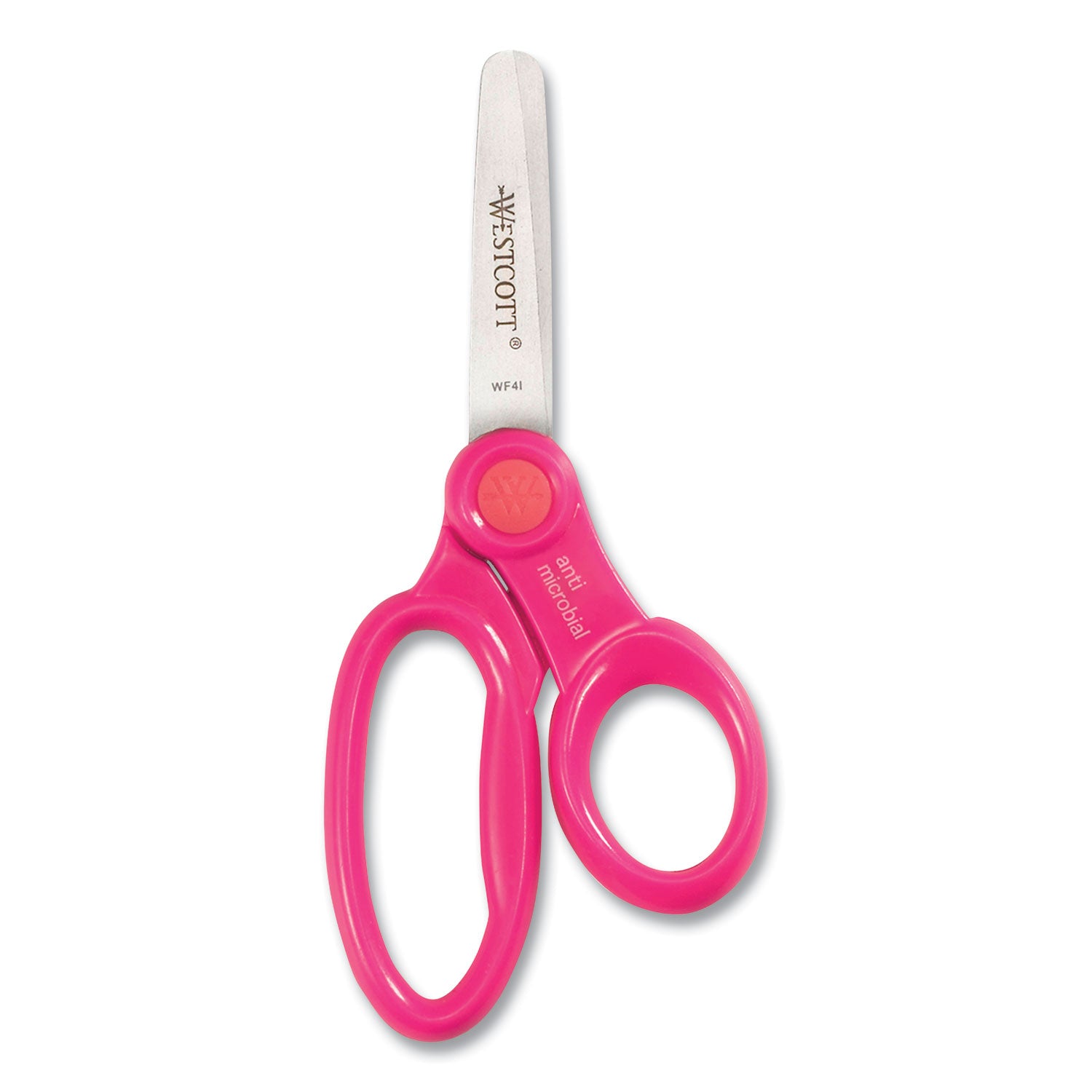 Kids' Scissors with Antimicrobial Protection, Rounded Tip, 5" Long, 2" Cut Length, Assorted Straight Handles, 12/Pack - 