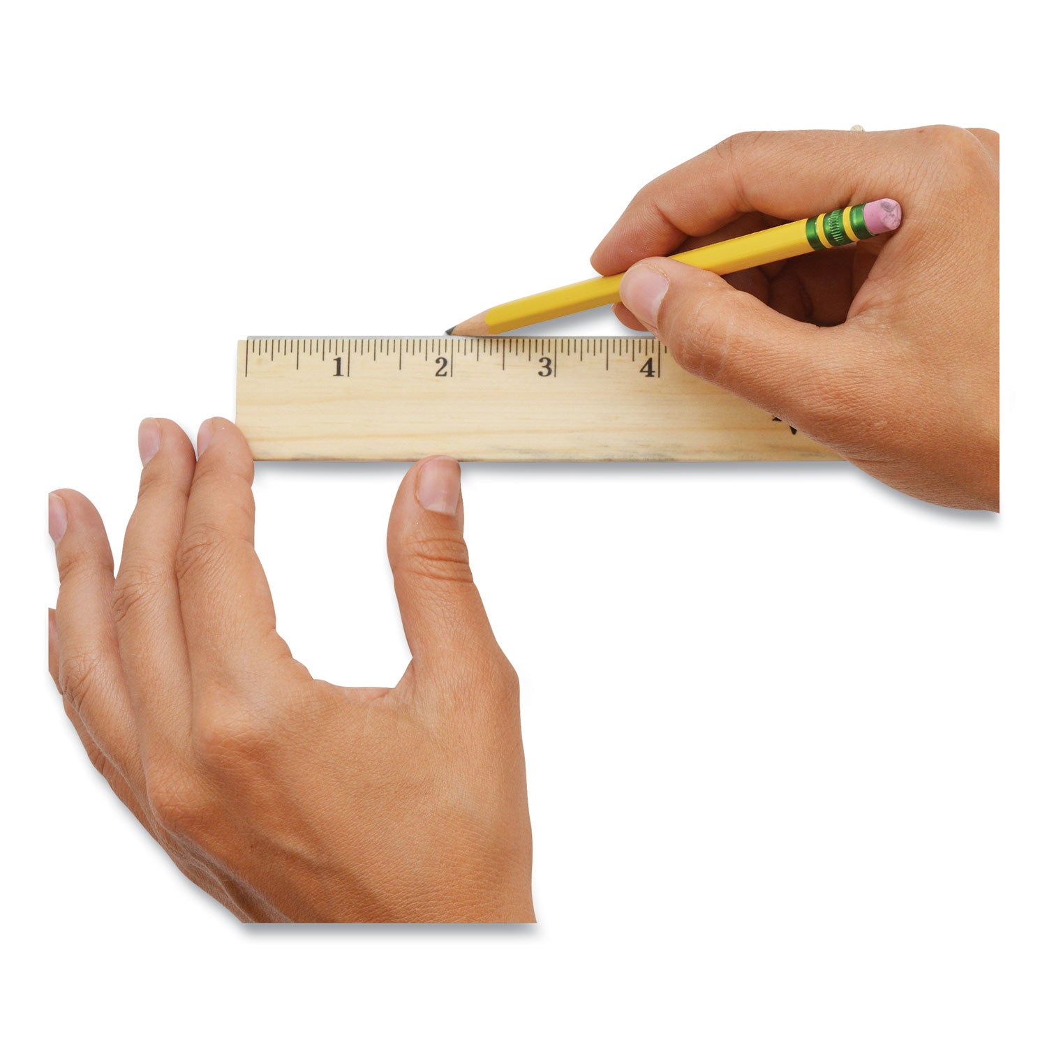 Wood Ruler with Single Metal Edge, Standard, 12" Long - 