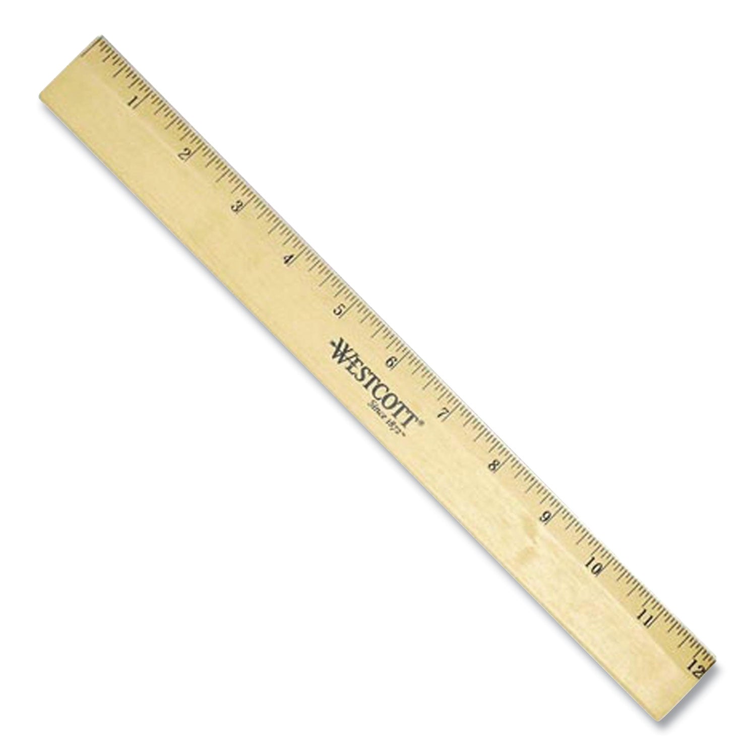 Wood Ruler with Single Metal Edge, Standard, 12" Long - 