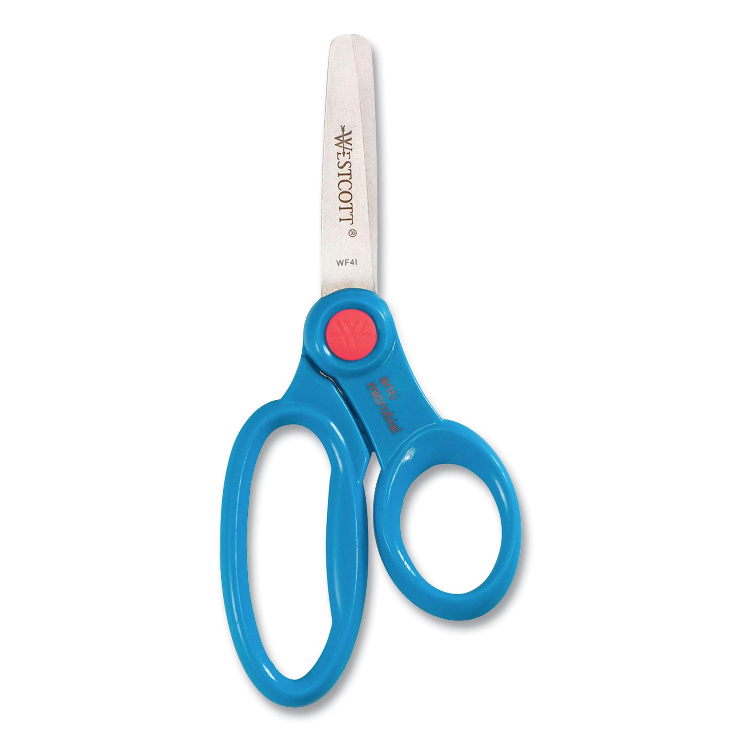 Kids' Scissors with Antimicrobial Protection, Rounded Tip, 5" Long, 2" Cut Length, Assorted Straight Handles, 12/Pack - 