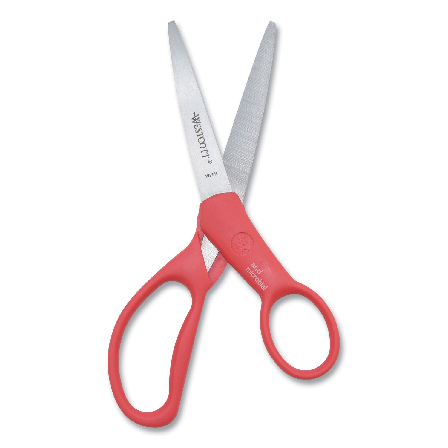 Student Scissors with Antimicrobial Protection, Pointed Tip, 7" Long, 3" Cut Length, Randomly Assorted Straight Handles - 