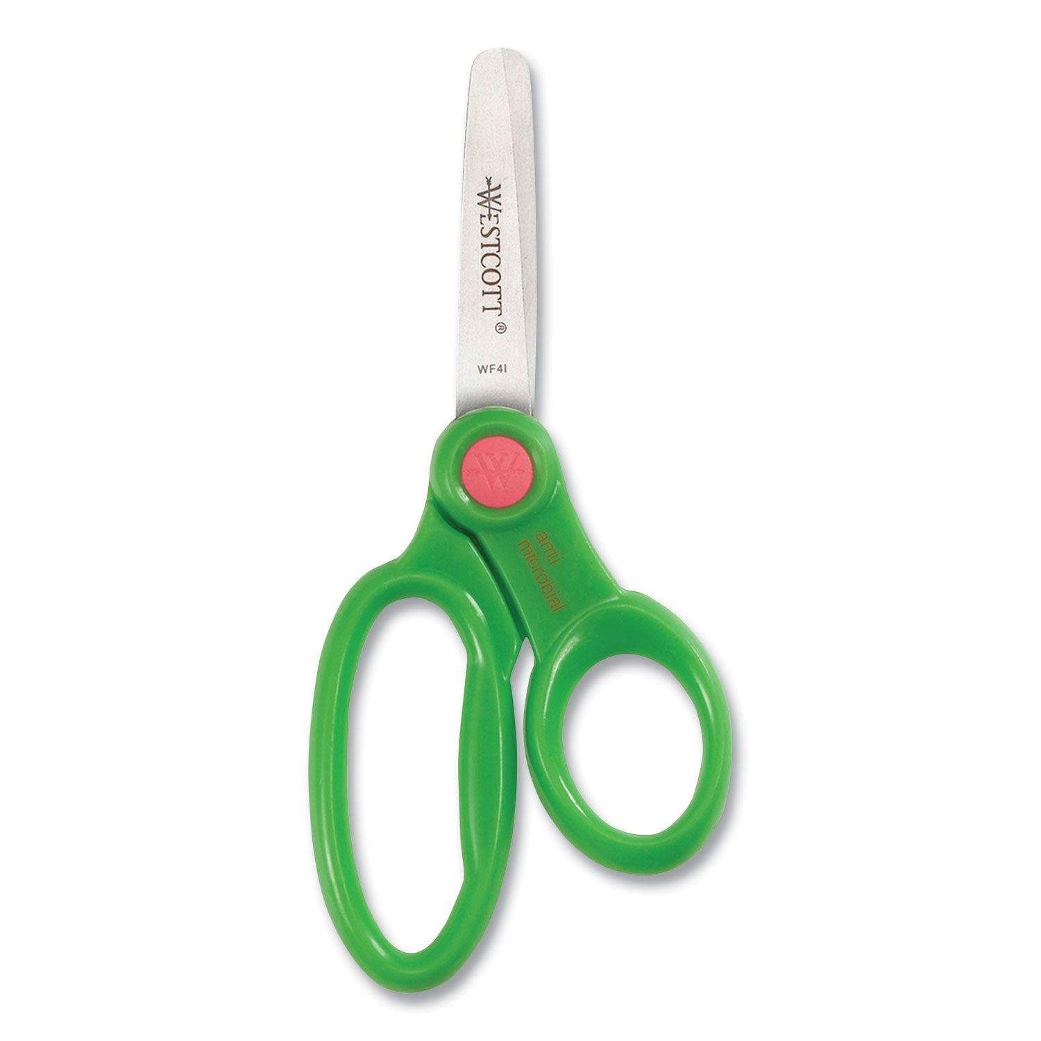 Kids' Scissors with Antimicrobial Protection, Rounded Tip, 5" Long, 2" Cut Length, Assorted Straight Handles, 12/Pack - 