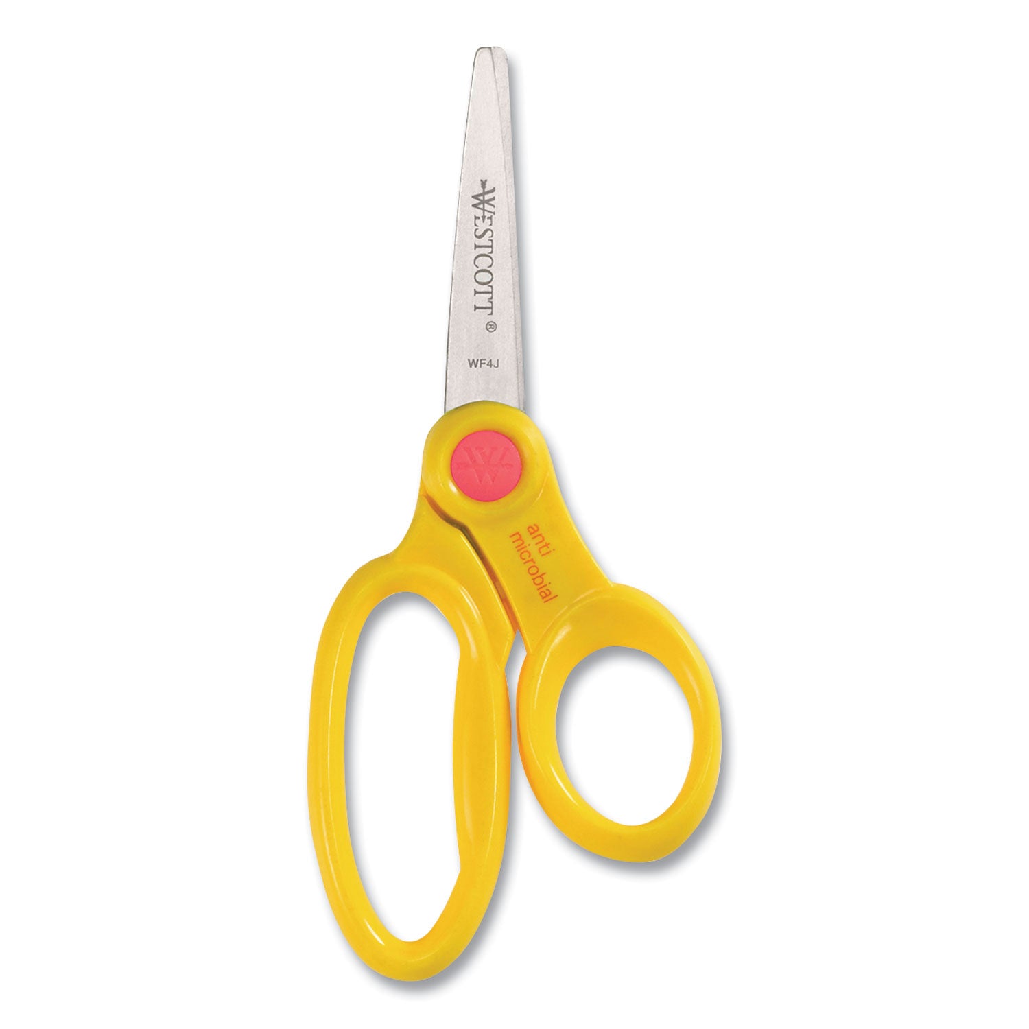 Scissor Caddy with Kids' Scissors, 5" Long, 2" Cut Length, Light Blue; Light Green; Pink; Yellow, Straight Handles, 24/Set - 