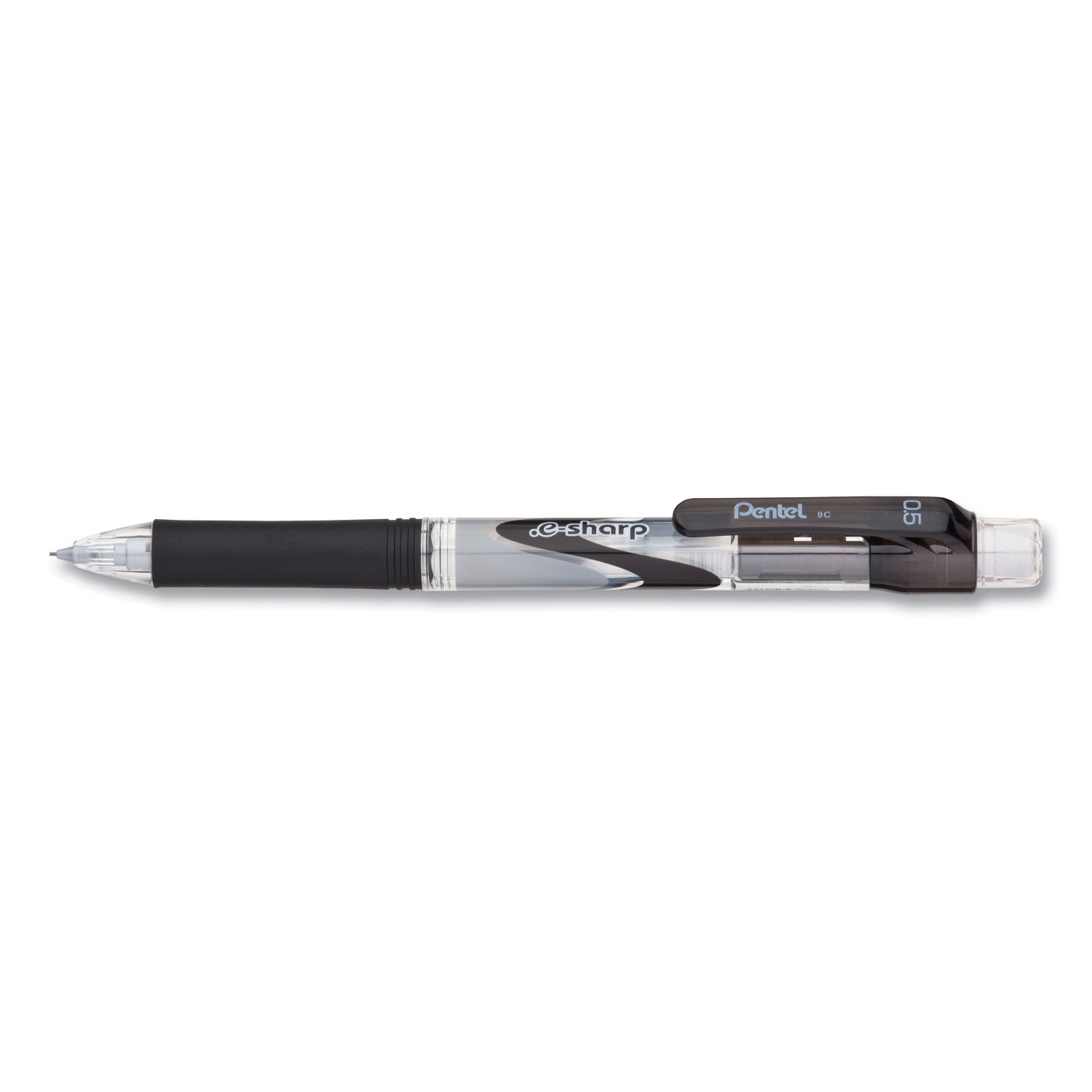 .e-Sharp Mechanical Pencil, 0.5 mm, HB (#2), Black Lead, Black Barrel, Dozen - 
