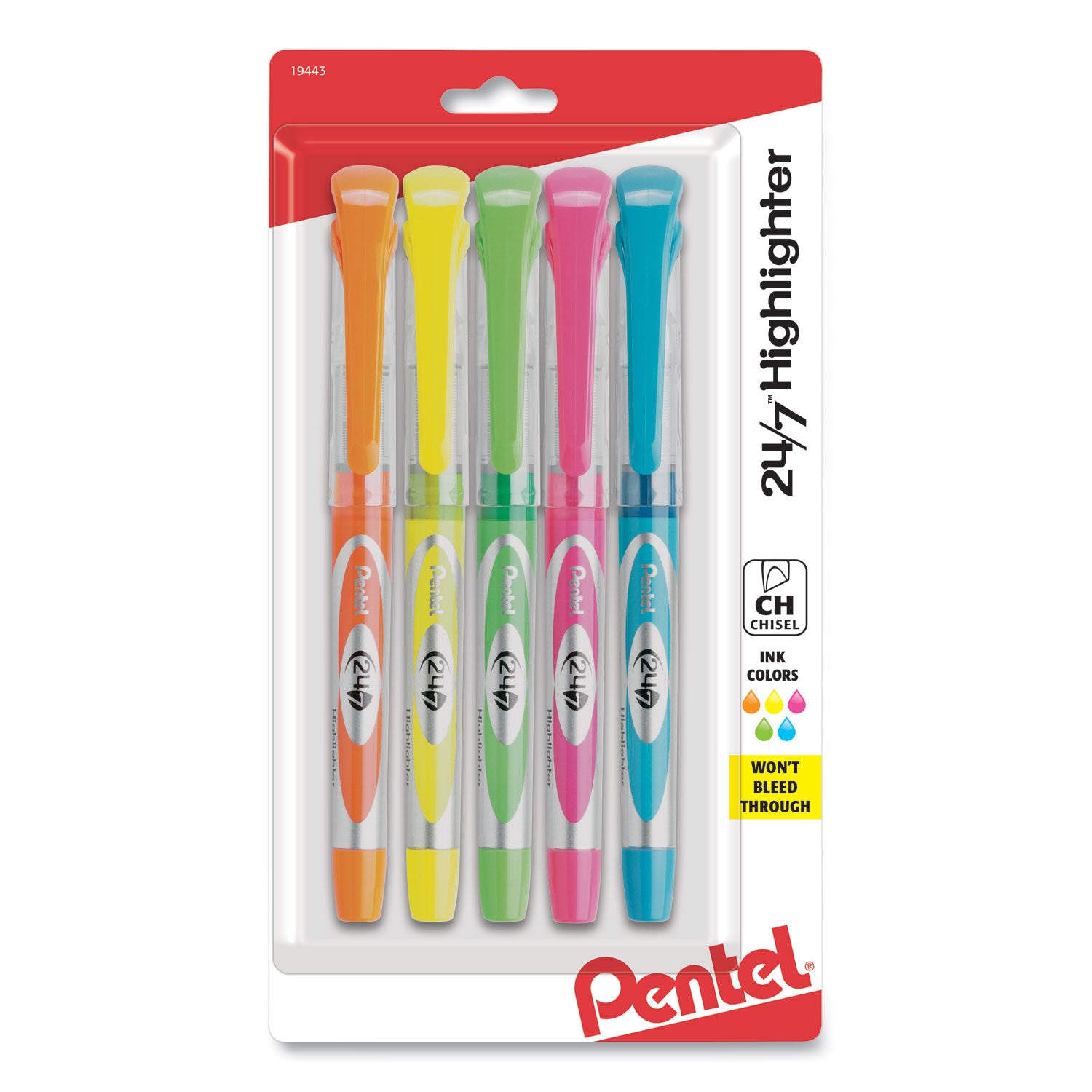 24-7-highlighters-assorted-ink-colors-chisel-tip-assorted-barrel-colors-5-set_pensl12bp5m - 1