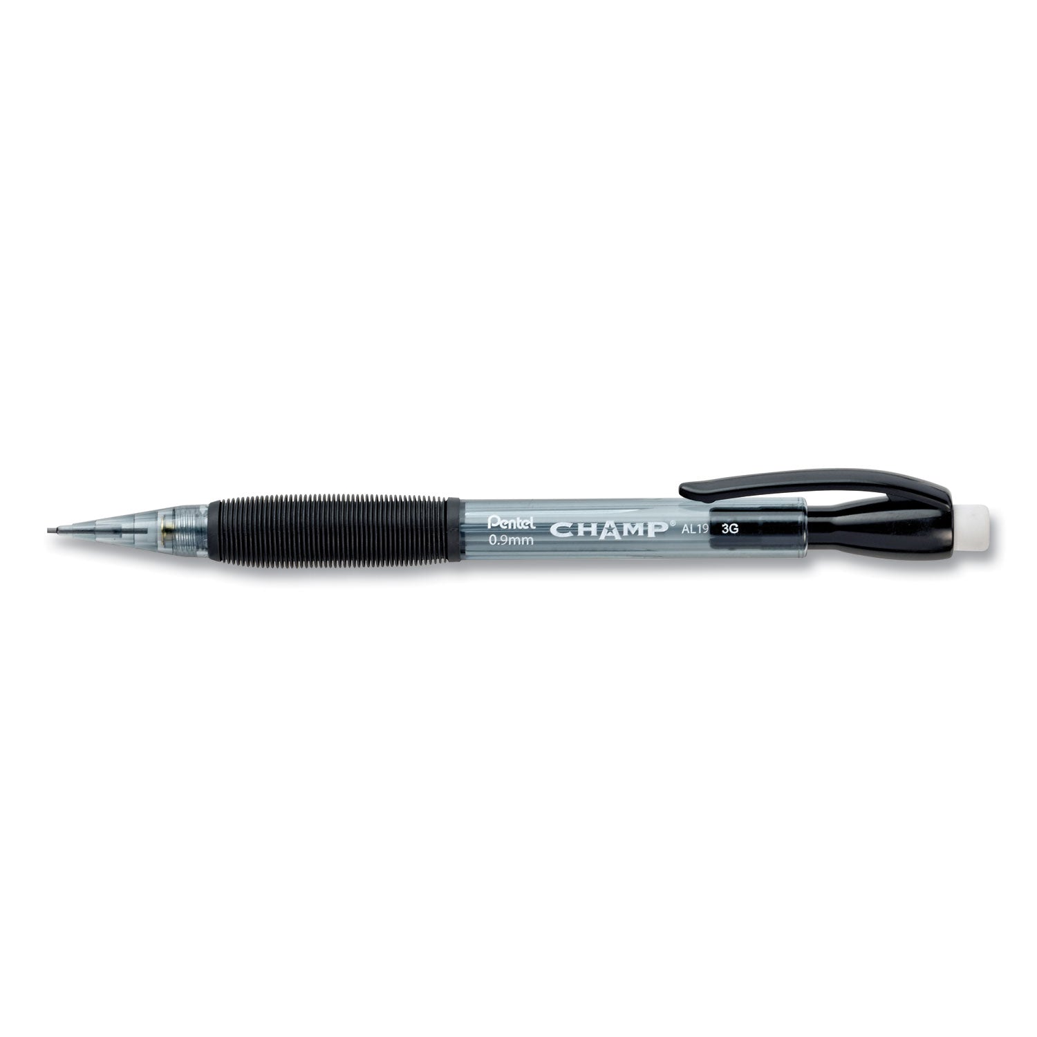 champ-mechanical-pencil-09-mm-hb-#2-black-lead-clear-black-barrel-dozen_penal19a - 1