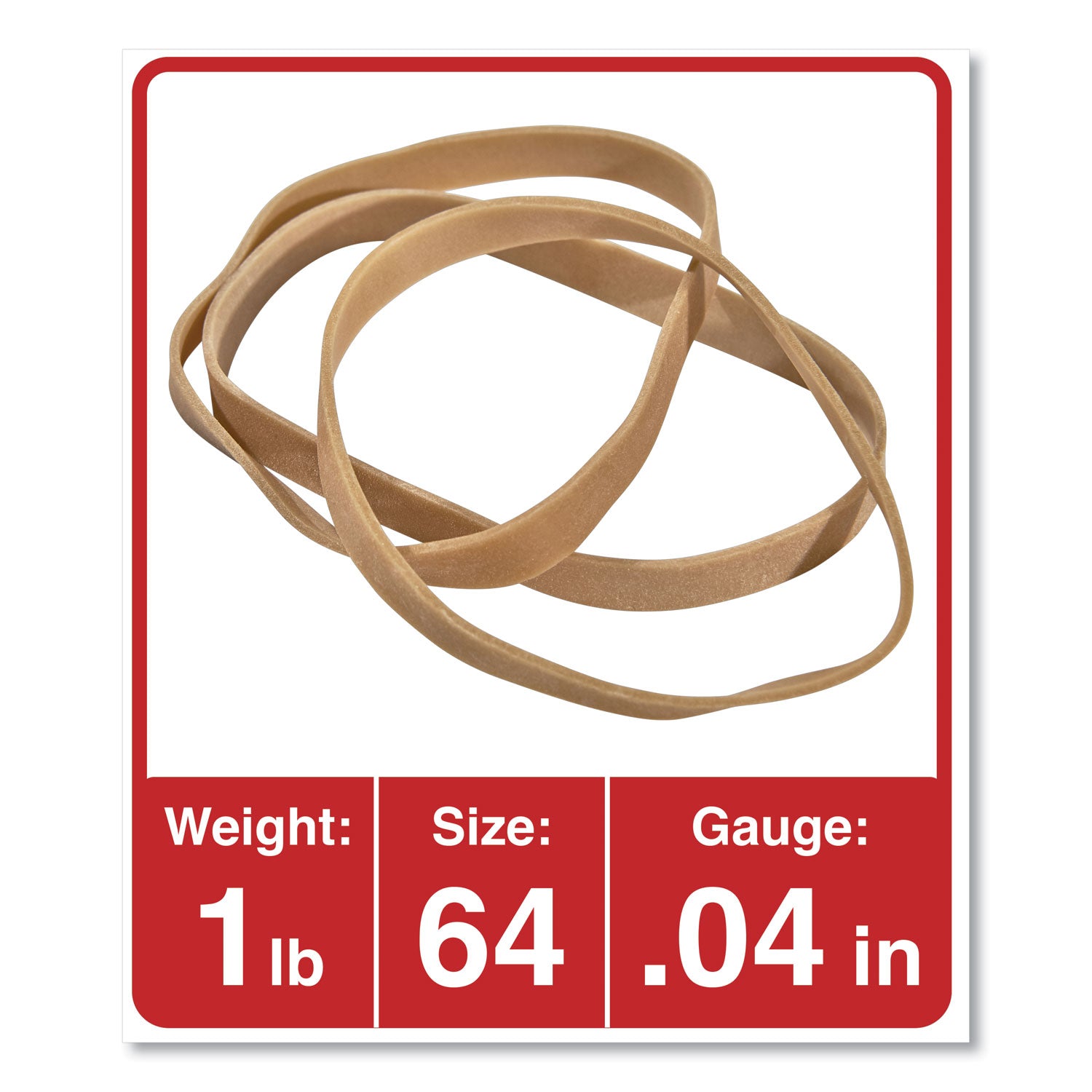 Rubber Bands, Size 64, 0.04" Gauge, Beige, 4 oz Box, 80/Pack - 