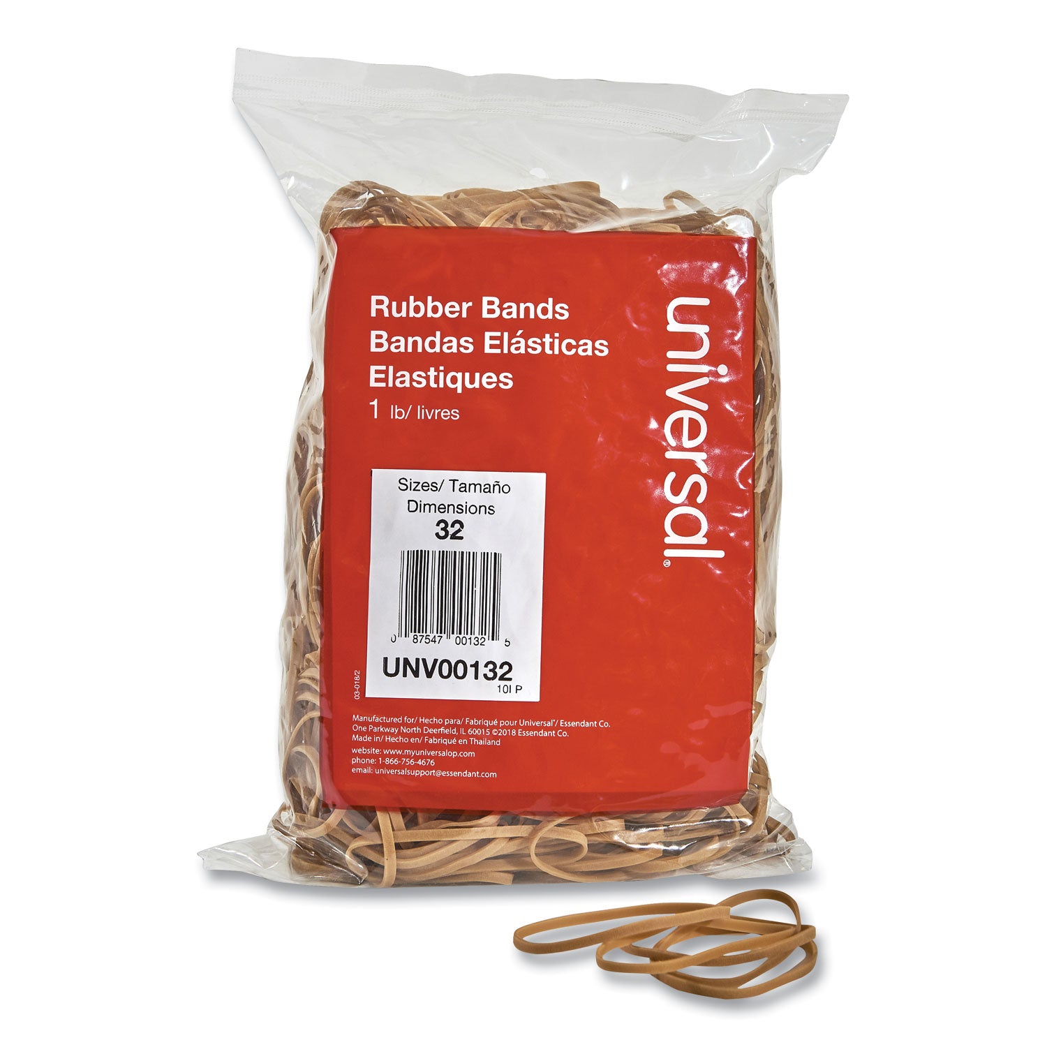 Rubber Bands, Size 32, 0.04" Gauge, Beige, 1 lb Box, 820/Pack - 