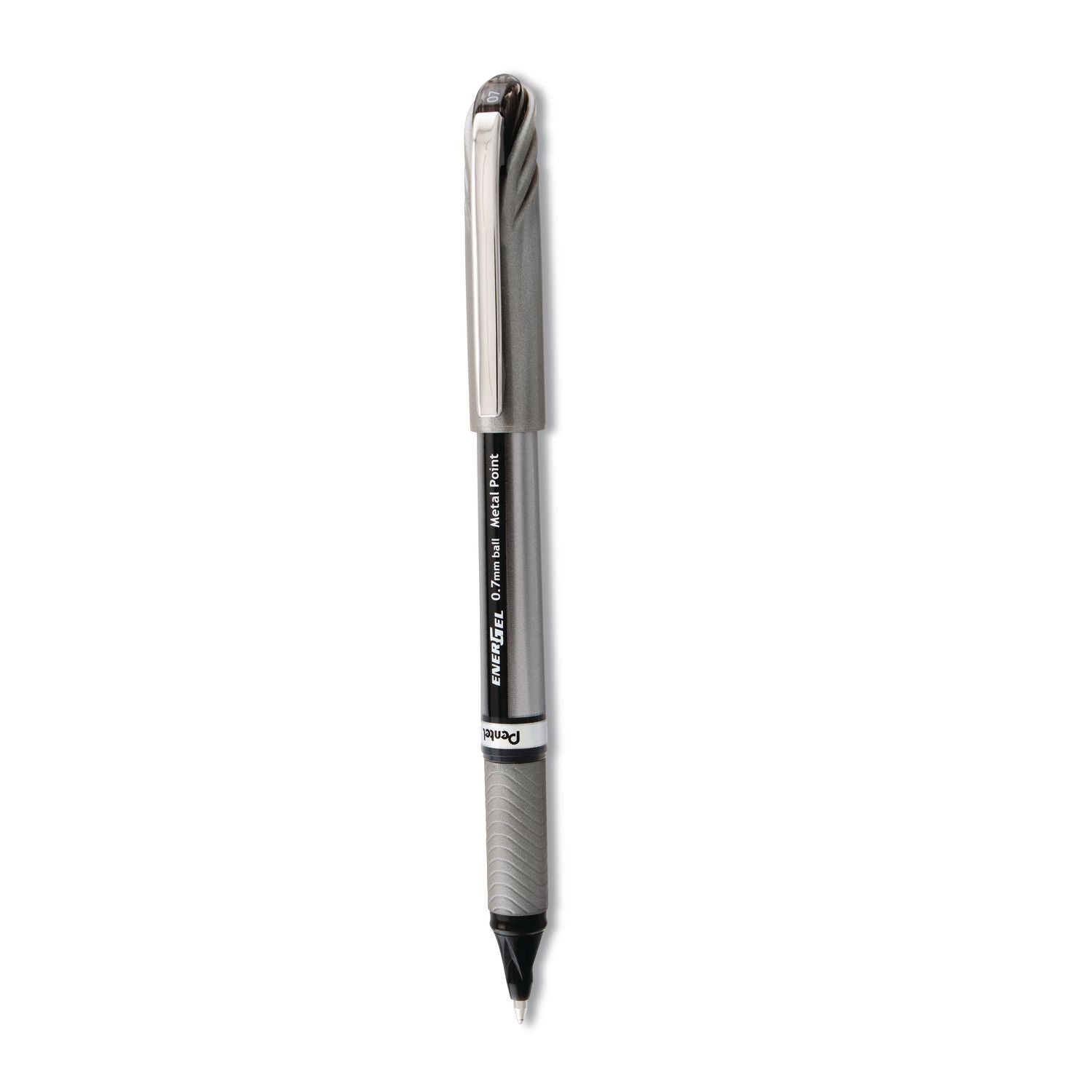 EnerGel NV Gel Pen, Stick, Medium 0.7 mm, Black Ink, Gray/Black Barrel, Dozen