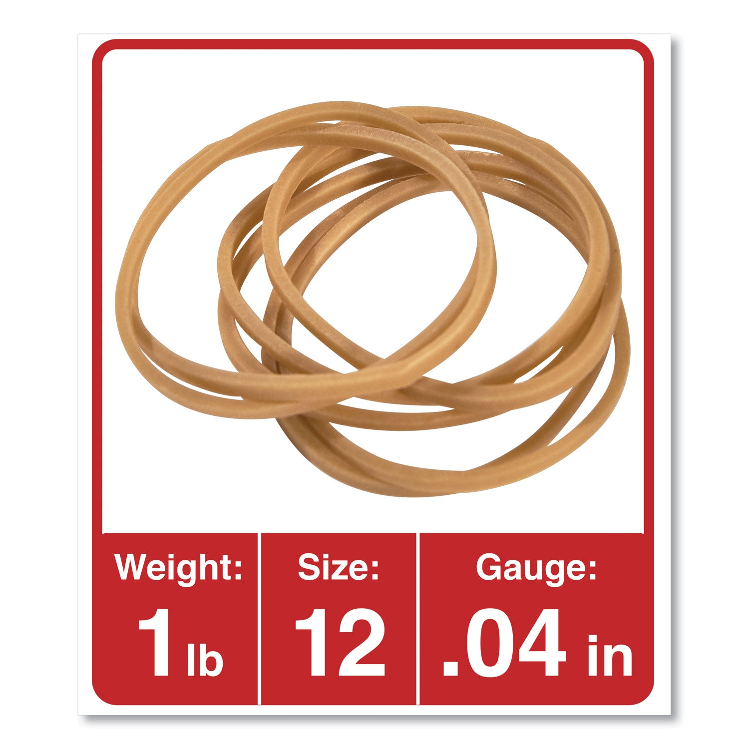 Rubber Bands, Size 12, 0.04" Gauge, Beige, 1 lb Box, 2,500/Pack - 