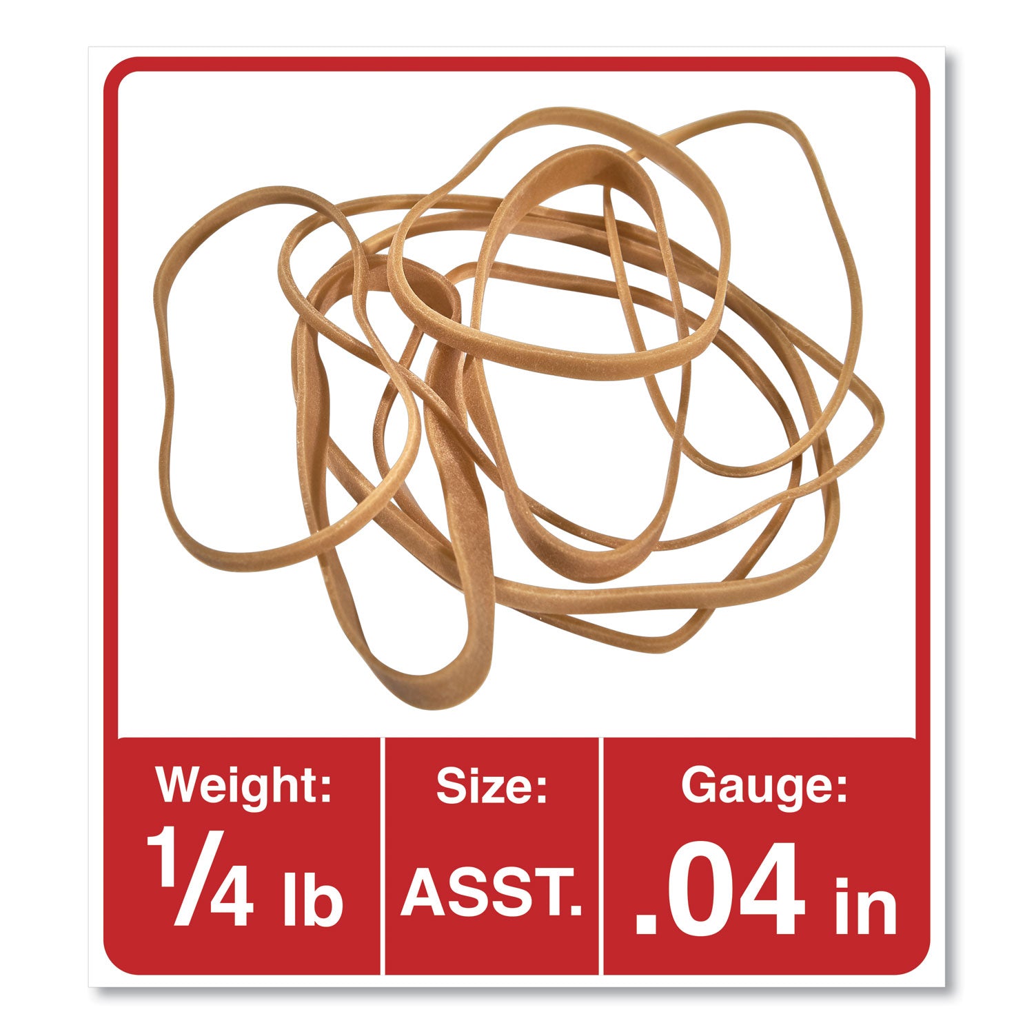 Rubber Bands, Size 54 (Assorted), Assorted Gauges, Beige, 4 oz Box - 