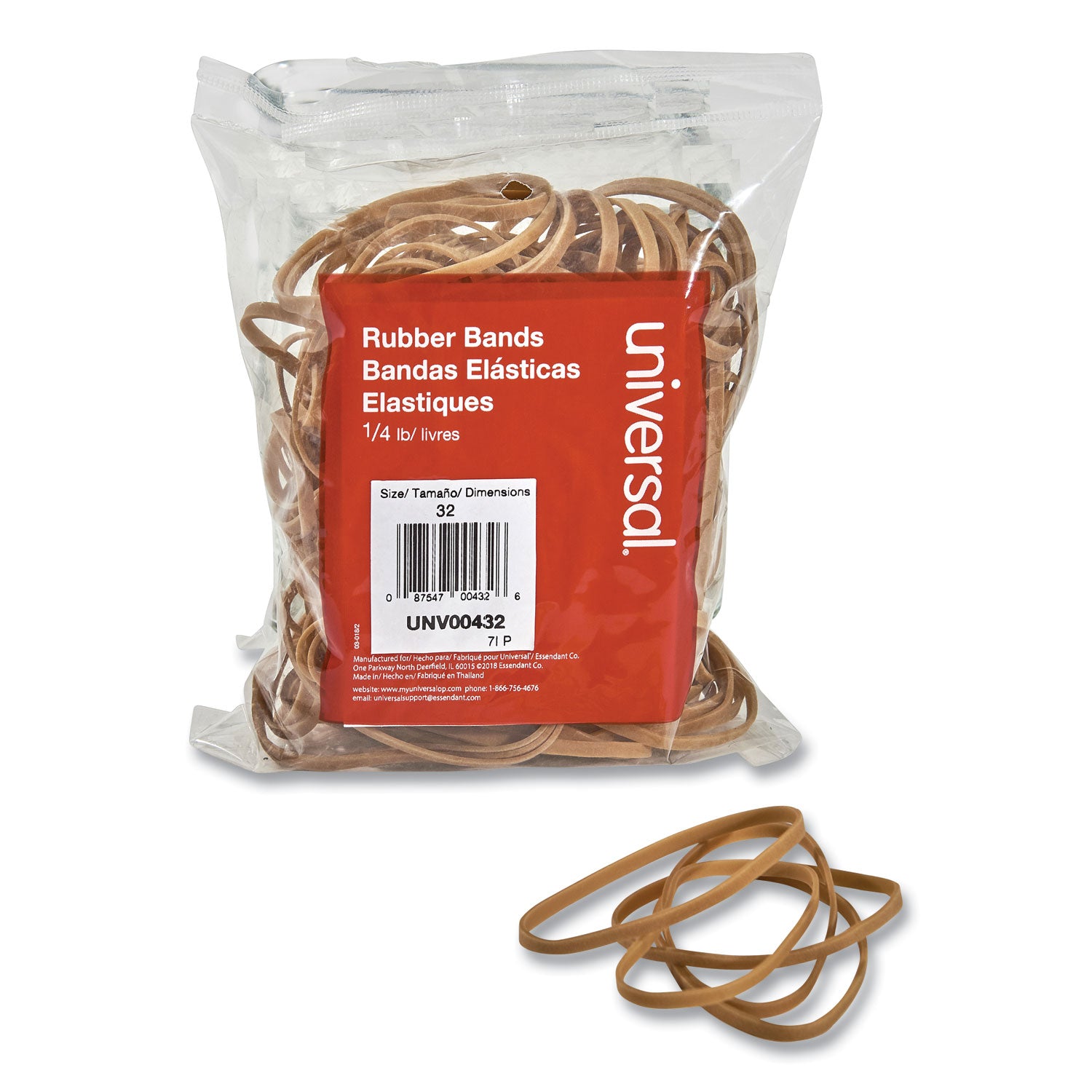 Rubber Bands, Size 32, 0.04" Gauge, Beige, 4 oz Box, 205/Pack - 