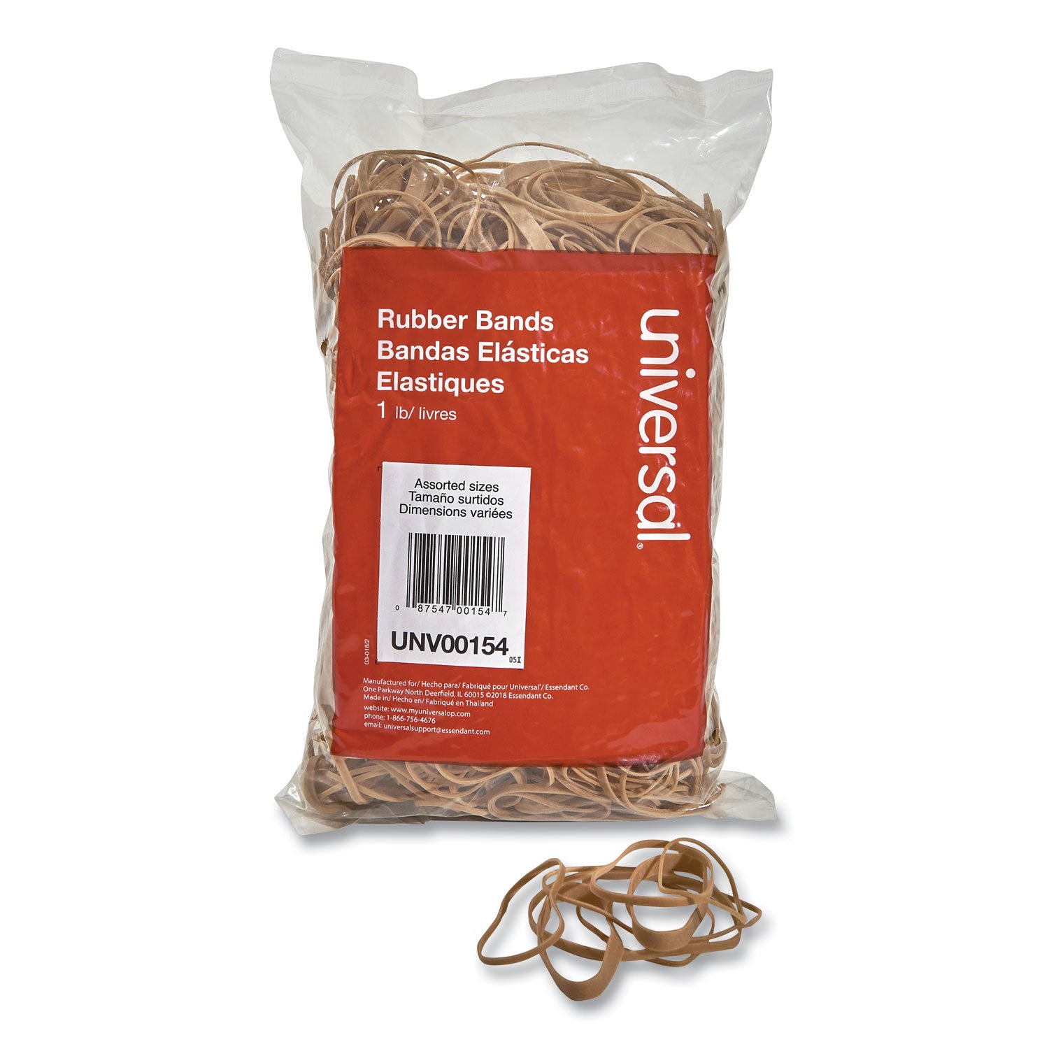 Rubber Bands, Size 54 (Assorted), Assorted Gauges, Beige, 1 lb Box - 