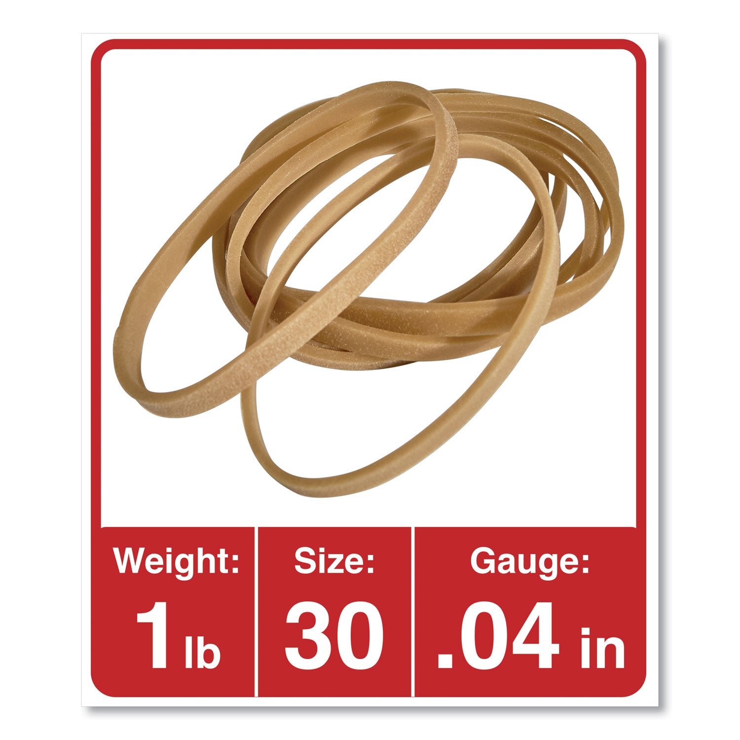 Rubber Bands, Size 30, 0.04" Gauge, Beige, 1 lb Box, 1,100/Pack - 