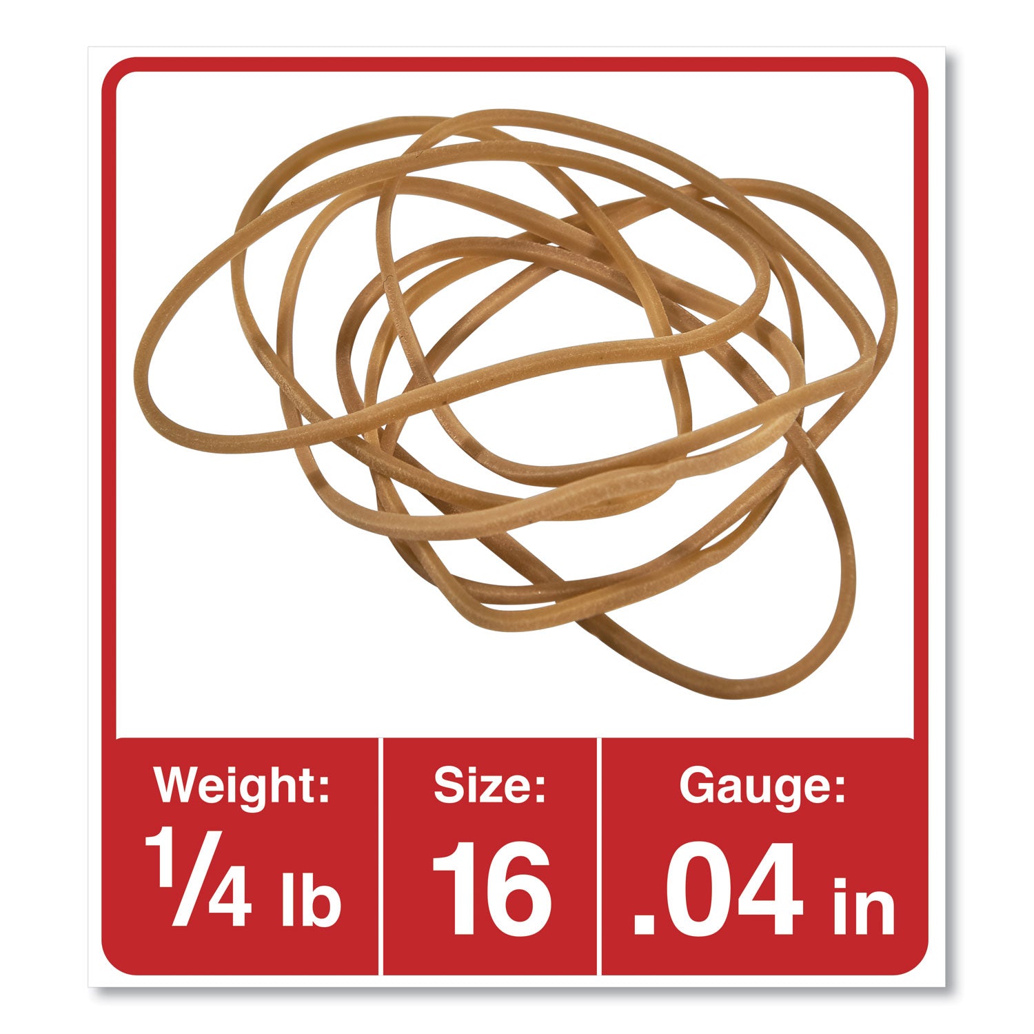 Rubber Bands, Size 16, 0.04" Gauge, Beige, 4 oz Box, 475/Pack - 