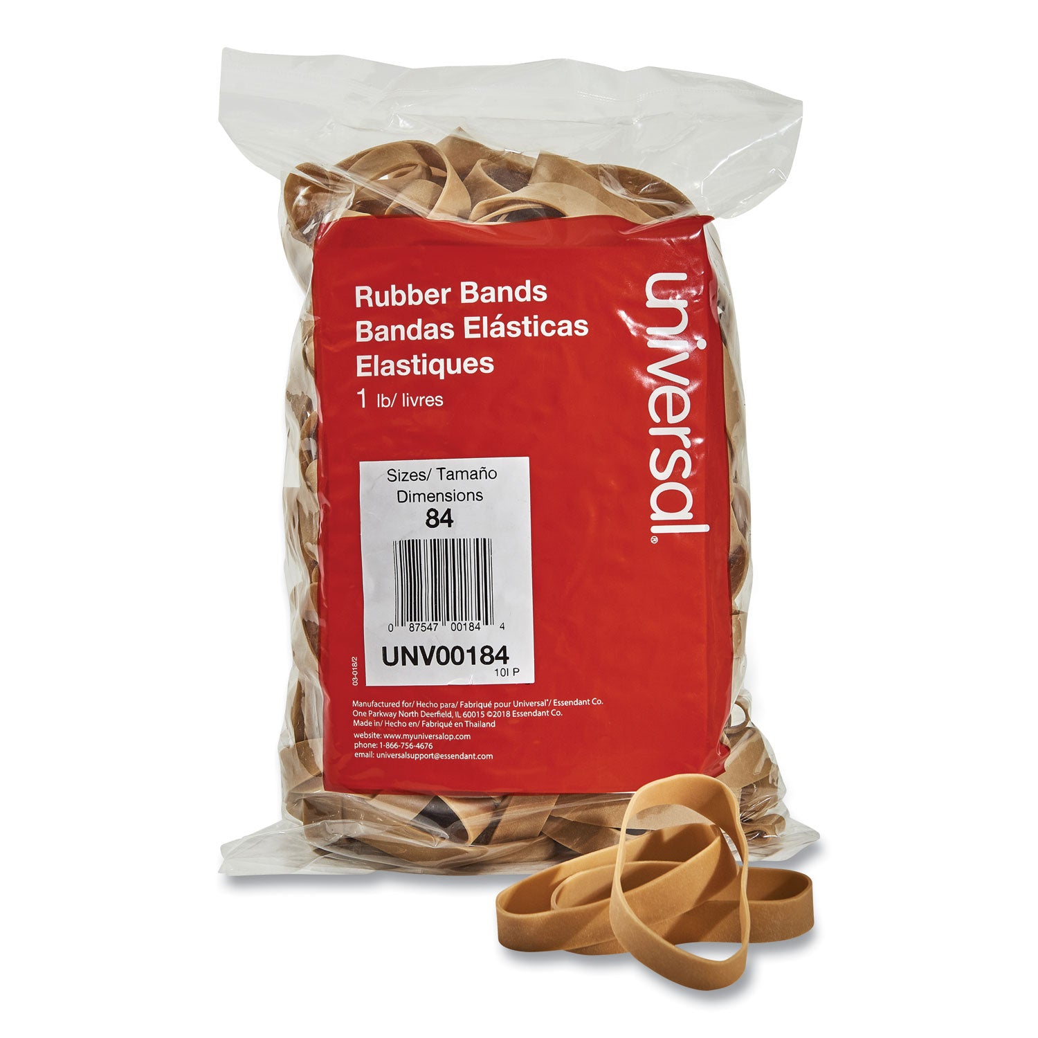 Rubber Bands, Size 84, 0.04" Gauge, Beige, 1 lb Box, 155/Pack - 