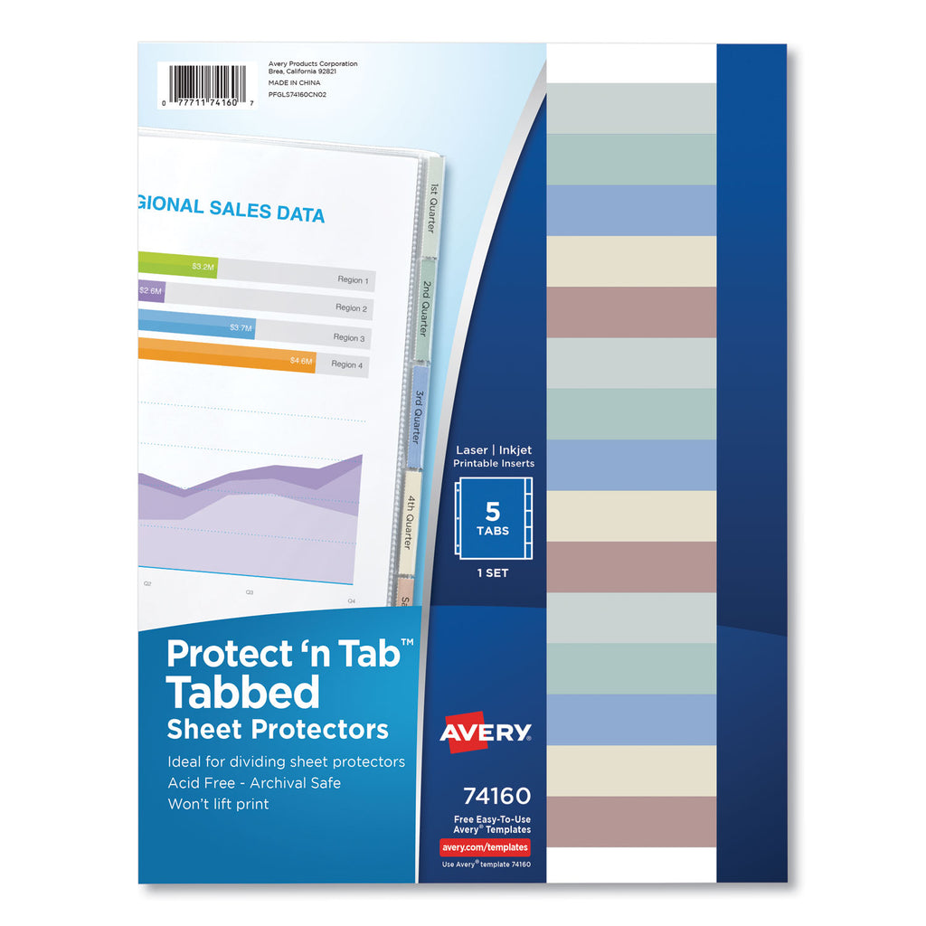 protect-n-tab-top-load-clear-sheet-protectors-w-five-tabs-letter_ave74160 - 1