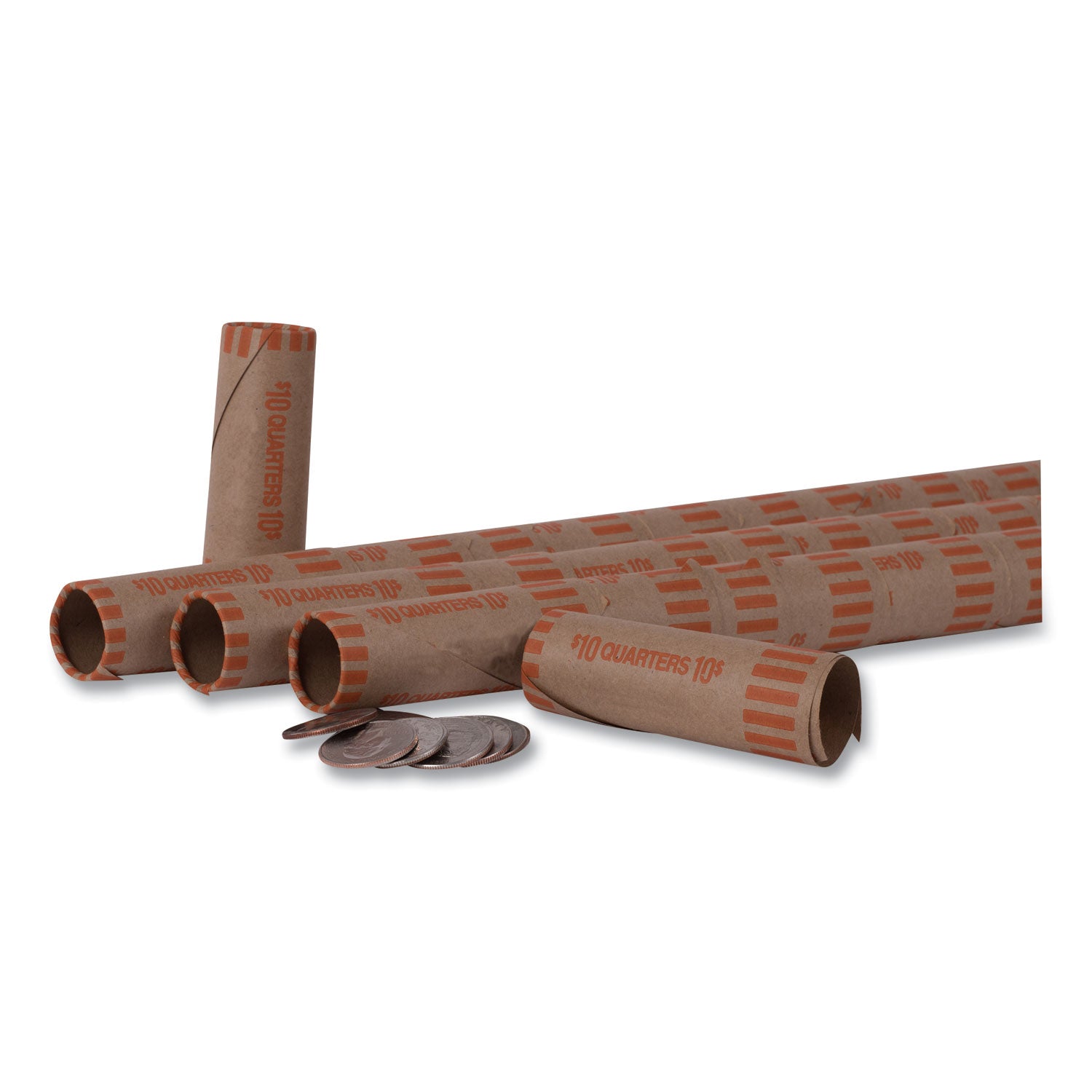 Preformed Tubular Coin Wrappers, Quarters, $10, 1000 Wrappers/Box - 