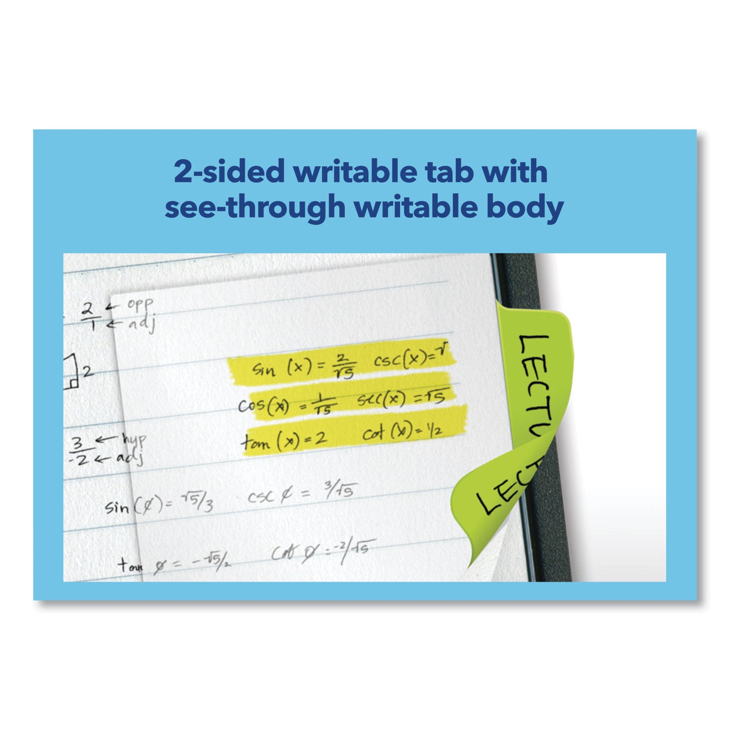 Ultra Tabs Repositionable Tabs, Standard: 2" x 1.5", 1/5-Cut, Assorted Colors (Blue, Green and Red), 48/Pack - 