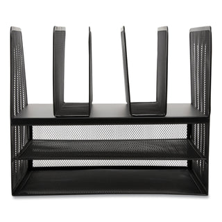Wire Mesh Combination Organizer, Vertical/Horizontal, 7 Sections, Letter-Size, 11.22 x 13.23 x 11.34, Matte Black