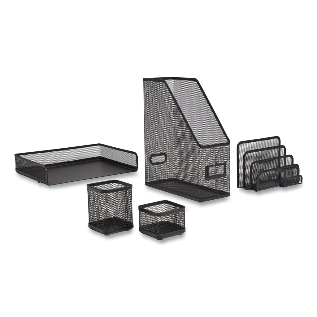 Wire Mesh Organizer Set, 5 Pieces, Matte Black
