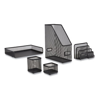 Wire Mesh Organizer Set, 5 Pieces, Matte Black