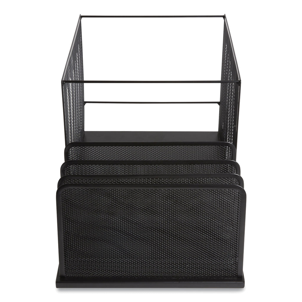 Wire Mesh Combination Organizer, Incline Sorter/Hanging File, 4 Sections, Letter-Size, 11.81 x 20.28 x 11.81, Matte Black