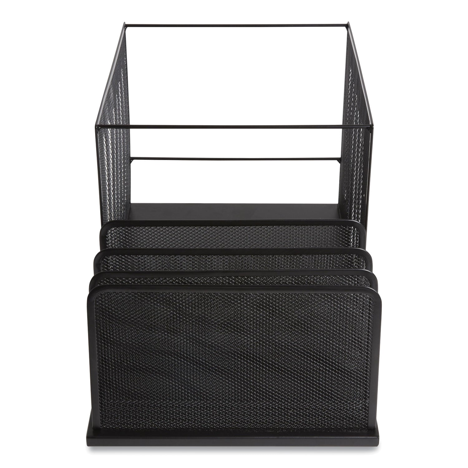 Wire Mesh Combination Organizer, Incline Sorter/Hanging File, 4 Sections, Letter-Size, 11.81 x 20.28 x 11.81, Matte Black
