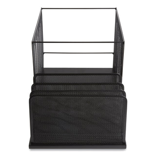 Wire Mesh Combination Organizer, Incline Sorter/Hanging File, 4 Sections, Letter-Size, 11.81 x 20.28 x 11.81, Matte Black