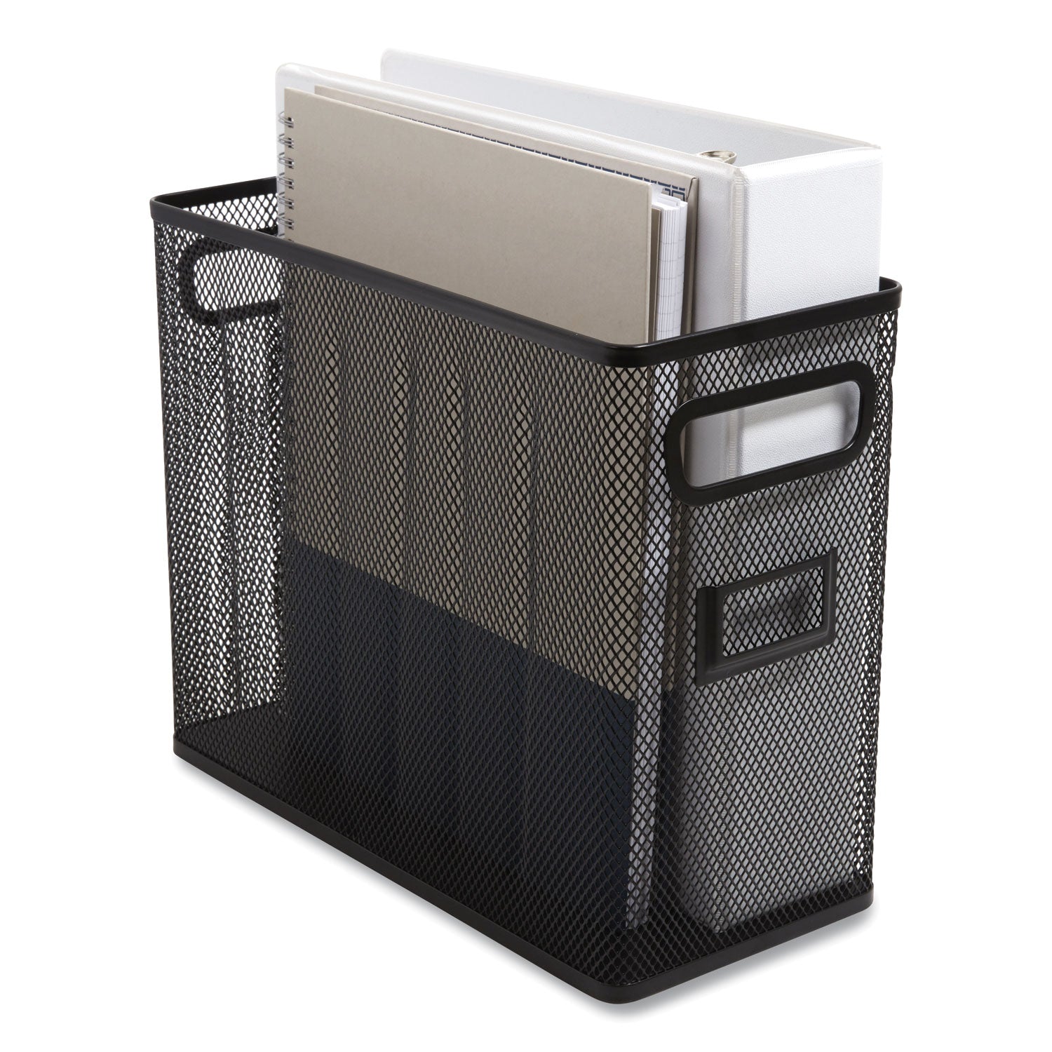 Wire Mesh Box-Style Vertical Document Organizer, 1 Section, Letter-Size, 5.79 x 12.4 x 10.16, Matte Black - 3