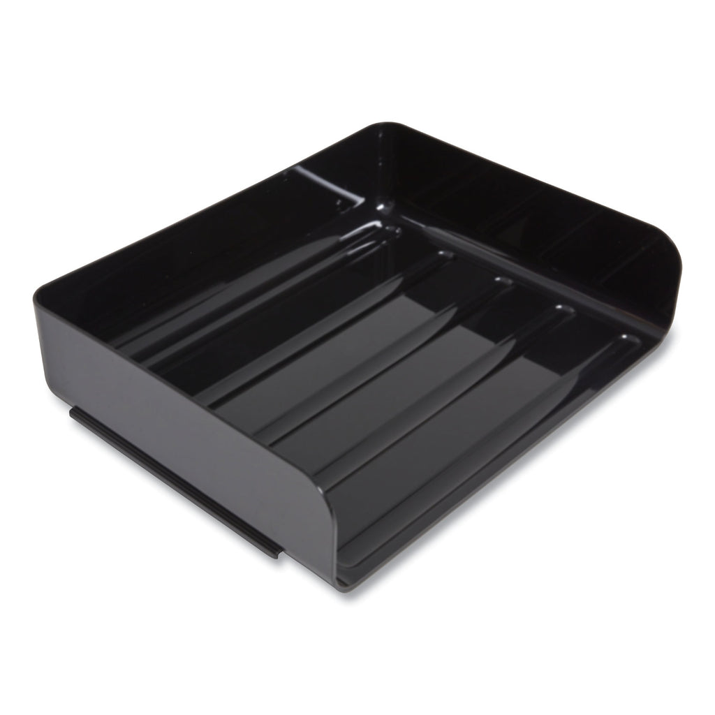Side-Load Stackable Plastic Document Tray, 1 Section, Letter-Size, 12.63 x 9.72 x 3.01, Black, 2/Pack
