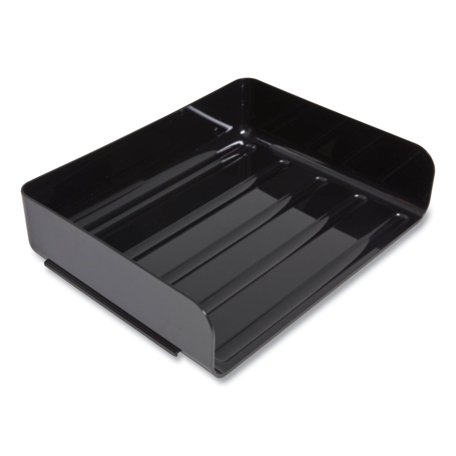 Side-Load Stackable Plastic Document Tray, 1 Section, Letter-Size, 12.63 x 9.72 x 3.01, Black, 2/Pack