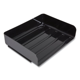 Side-Load Stackable Plastic Document Tray, 1 Section, Letter-Size, 12.63 x 9.72 x 3.01, Black, 2/Pack